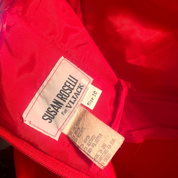 90s VINTAGE SUSAN ROSELLI FOR VIJACK RED TUBE TOP SLIT DRESS FORMAL PARTY - Picture 9 of 9